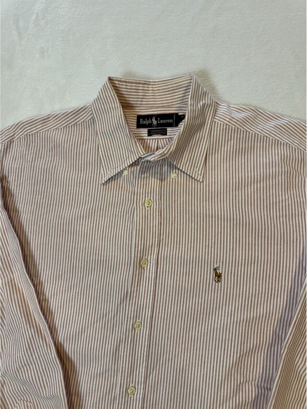 Ralph Lauren Classic Fit Pink/white Striped Button Down Shirt Mens 16.5 35